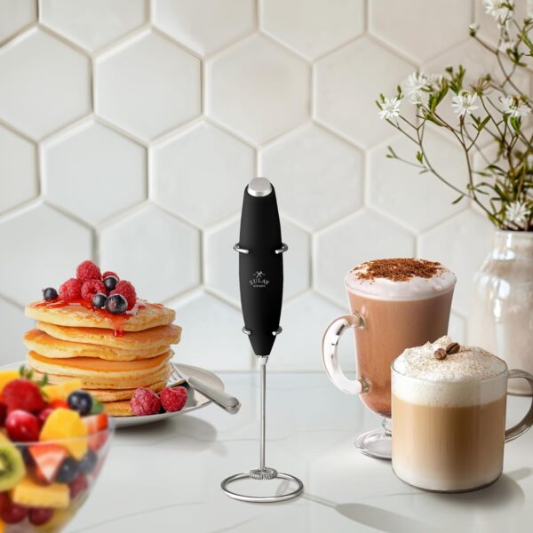 Zulay Kitchen Powerful Milk Frother Wand - Ultra Fast Handheld Drink Mixer - Electric Whisk Foam Maker for Coffee, Lattes, Cappuccino, Frappe, Matcha, Hot Chocolate & Coffee Creamer - Milk Boss Black - Image 2