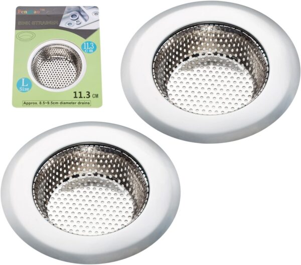 2PCS Kitchen Sink Strainer - Stainless Steel, Large Wide Rim 4.5" Diameter - Image 7