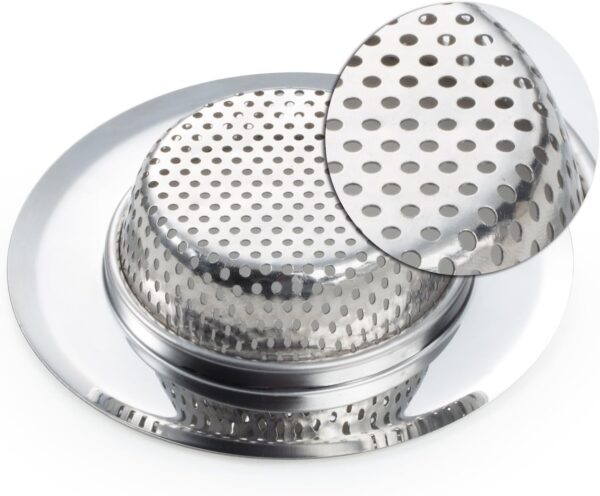 2PCS Kitchen Sink Strainer - Stainless Steel, Large Wide Rim 4.5" Diameter - Image 8