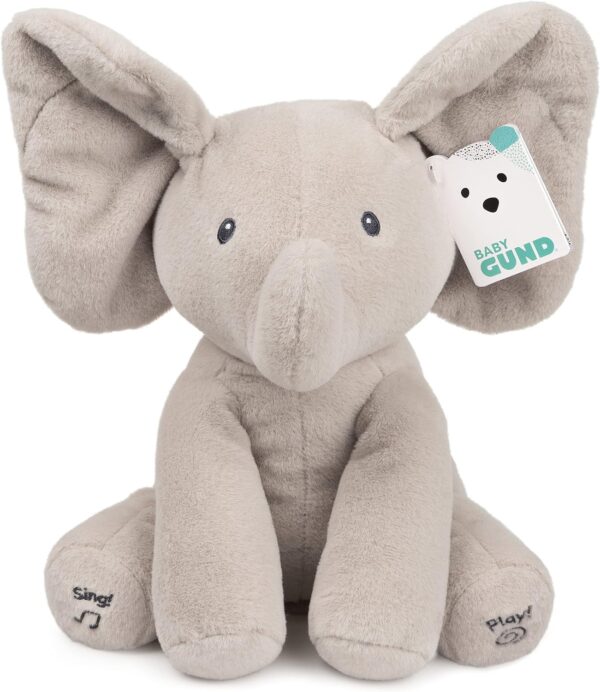 GUND Baby Animated Flappy The Elephant Plush, Singing Stuffed Animal Baby Toy for Ages 0 and Up, Gray, 12"