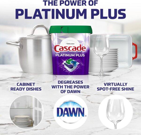 Cascade Platinum Plus ActionPacs Dishwasher Detergent Pods, Mountain, 62 Count - Image 4