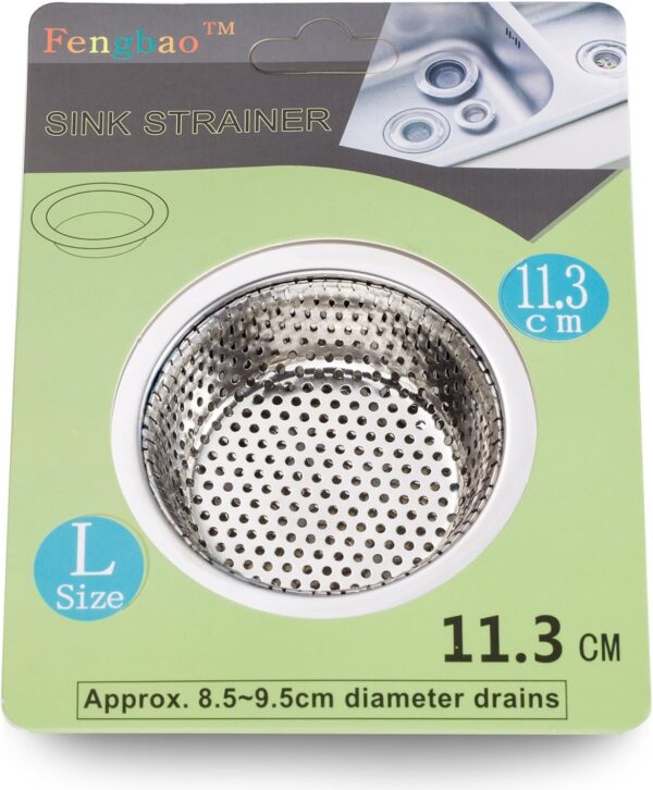 2PCS Kitchen Sink Strainer - Stainless Steel, Large Wide Rim 4.5" Diameter - Image 3