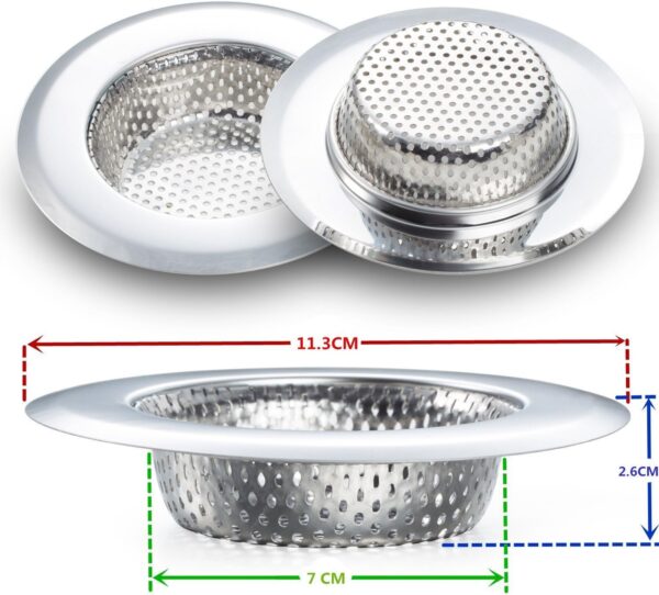 2PCS Kitchen Sink Strainer - Stainless Steel, Large Wide Rim 4.5" Diameter - Image 2