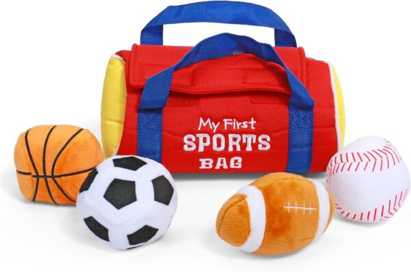 Baby GUND My First Sports Bag Stuffed Plush Playset, Baby Gift Toys for Boys and Girls Ages 1 & Up, 5 Piece, 8" - Image 5