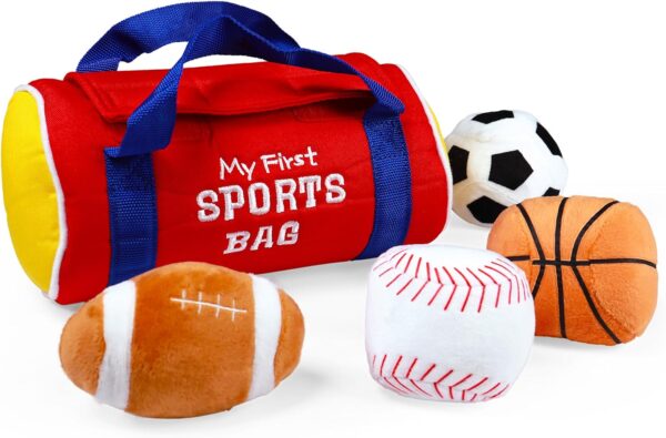 Baby GUND My First Sports Bag Stuffed Plush Playset, Baby Gift Toys for Boys and Girls Ages 1 & Up, 5 Piece, 8" - Image 6