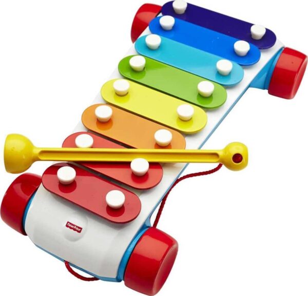 Fisher-Price Toddler Pull Toy, Classic Xylophone Pretend Musical Instrument with Mallet and Rolling Wheels for Ages 18+ Months