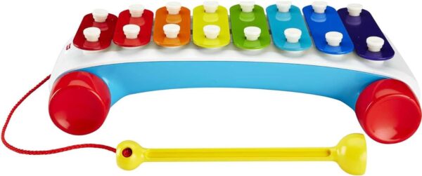 Fisher-Price Toddler Pull Toy, Classic Xylophone Pretend Musical Instrument with Mallet and Rolling Wheels for Ages 18+ Months - Image 2