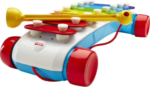 Fisher-Price Toddler Pull Toy, Classic Xylophone Pretend Musical Instrument with Mallet and Rolling Wheels for Ages 18+ Months - Image 3