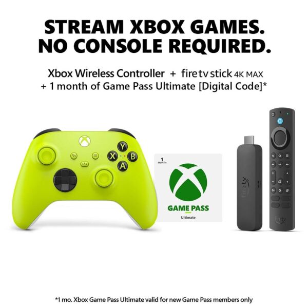 Amazon Fire TV Stick 4K Max streaming device bundle with Xbox Core Wireless Gaming Controller – Electric Volt