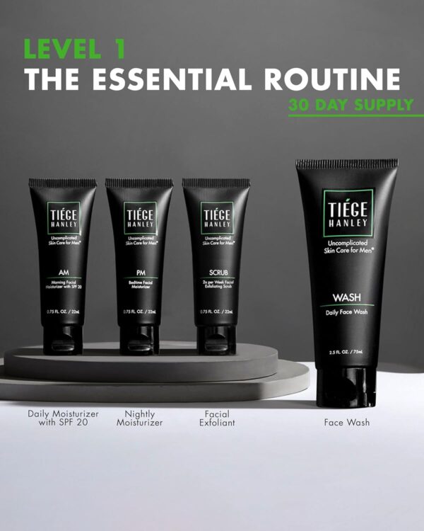 Tiege Hanley Mens Skin Care Set, Essential Skin Care Routine for Men (System Level 1) - Face Wash Kit for Fines Lines & Wrinkles - Men's Skincare Set Includes Face Wash, Facial Scrub, & Moisturizer - Image 6