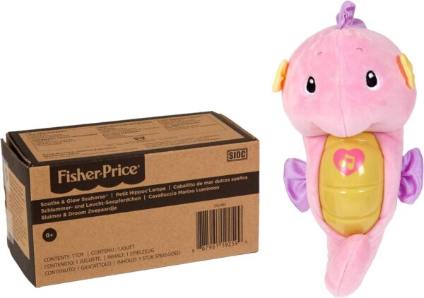 Fisher-Price Musical Baby Toy, Soothe & Glow Seahorse, Plush Sound Machine with Lights & Volume Control for Newborns, Pink - Image 4