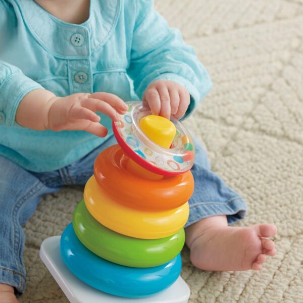 Fisher-Price Infant Gift Set with Baby’s First Blocks (10 Shapes) and Rock-a-Stack Ring Stacking Toy for Ages 6+ Months (Amazon Exclusive) - Image 2