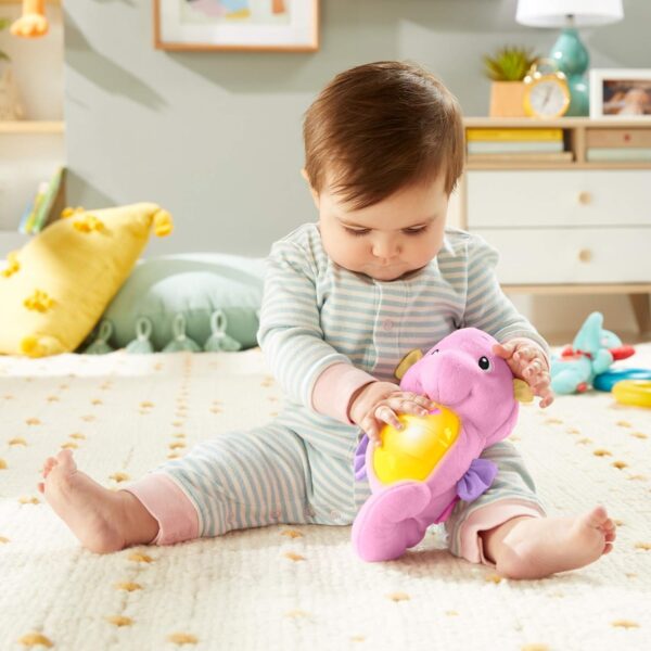 Fisher-Price Musical Baby Toy, Soothe & Glow Seahorse, Plush Sound Machine with Lights & Volume Control for Newborns, Pink