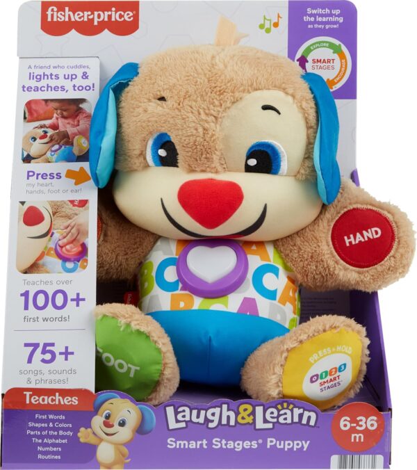 Fisher-Price Baby & Toddler Toy Laugh & Learn Smart Stages Puppy Musical Plush with Lights & Phrases for Infants Ages 6+ Months - Image 4