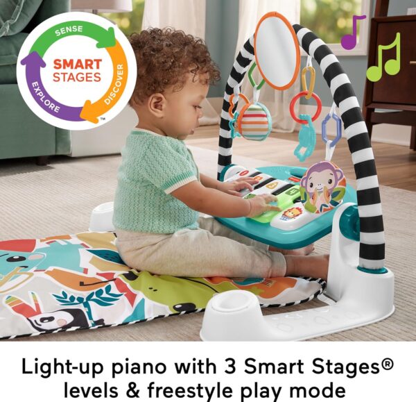 Fisher-Price Baby Playmat Glow and Grow Kick & Play Piano Gym, Blue Musical Learning Toy with Developmental Activities for Newborns 0+ Months - Image 6