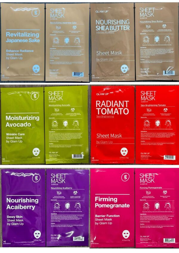 GLAM UP Premium Facial Sheet Mask 12 Combo (Pack of 12) | Clean Face Masks Skincare, Hydrating Face Masks, Moisturizing, Soothing, Beauty Mask For All Skin Type Variety Beauty Mask Set - Image 5