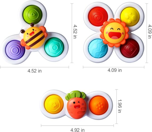 ALASOU 3PCS Pop Suction Cup Spinner Toys for 1 Year Old Boy Girl|Novelty Spinning Tops Toddler Toys Age 1-2|Sensory Baby Bath Toys for Toddlers 1-3|12 18 Months Boy Birthday Gift for Infant - Image 3