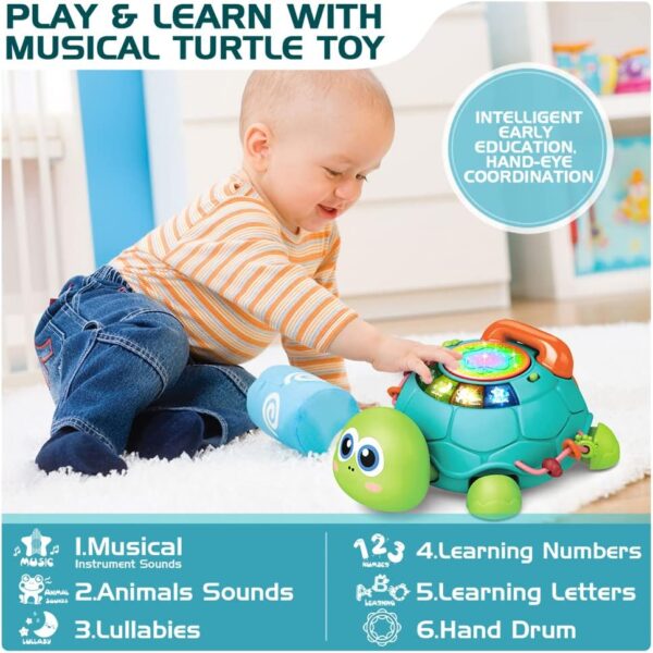 Baby Toys 6 to 12 Months, Musical Turtle Crawling Baby Toys for 12-18 Months, Early Learning Educational Toy with Light & Sound, Birthday Toy for Infant Toddler Boy Girl 7 8 9 10 11 month 1-2 Year Old - Image 2