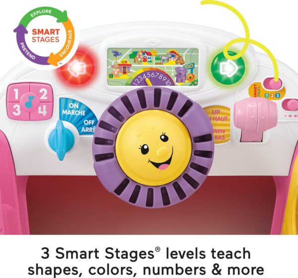 Fisher-Price Baby Learning Toy Laugh & Learn Crawl Around Car Activity Center with Smart Stages for Infants Ages 6+ Months, Pink (Amazon Exclusive) - Image 5