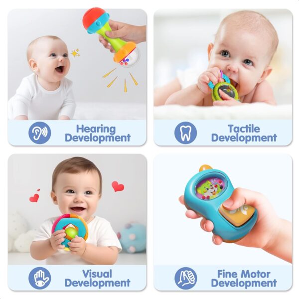 iPlay, iLearn 10pcs Baby Rattles Toys Set, Infant Grab Shake Rattle, Sensory Teether, Babies Development Learning Music Toy, Newborn First Birthday Gift 0 1 2 3 4 5 6 7 8 9 10 12 Month Boy Girl - Image 7