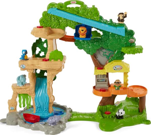 Fisher-Price Little People Toddler Toy Share & Care Safari 2-Ft Tall Playset with Lights Sounds & 7 Figures for Pretend Play Ages 1+ years