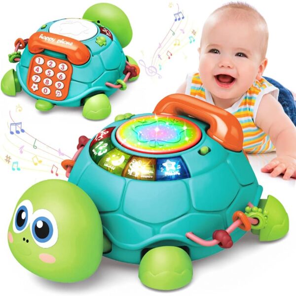 Baby Toys 6 to 12 Months, Musical Turtle Crawling Baby Toys for 12-18 Months, Early Learning Educational Toy with Light & Sound, Birthday Toy for Infant Toddler Boy Girl 7 8 9 10 11 month 1-2 Year Old