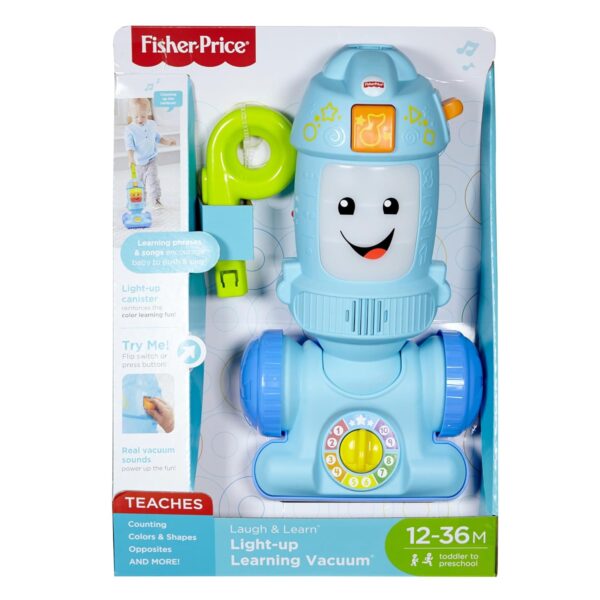 Fisher-Price Toddler Toy Laugh & Learn Light-Up Learning Vacuum Musical Push Along for Pretend Play Infants Ages 1+ Years​ - Image 4