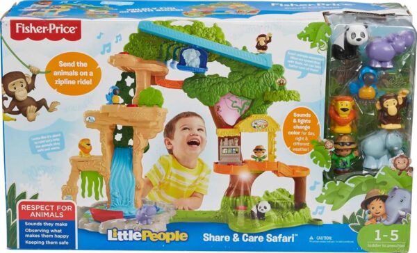 Fisher-Price Little People Toddler Toy Share & Care Safari 2-Ft Tall Playset with Lights Sounds & 7 Figures for Pretend Play Ages 1+ years - Image 13