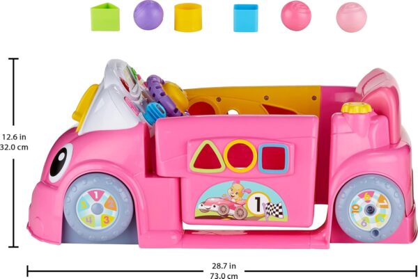 Fisher-Price Baby Learning Toy Laugh & Learn Crawl Around Car Activity Center with Smart Stages for Infants Ages 6+ Months, Pink (Amazon Exclusive) - Image 2