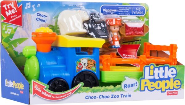 Fisher-Price Little People Toddler Toy Train Choo-Choo Zoo with Music Sounds and 3 Figures for Pretend Play Ages 1+ Years - Image 2