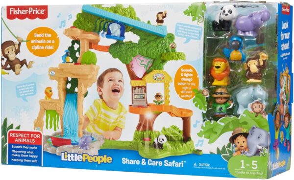 Fisher-Price Little People Toddler Toy Share & Care Safari 2-Ft Tall Playset with Lights Sounds & 7 Figures for Pretend Play Ages 1+ years - Image 8