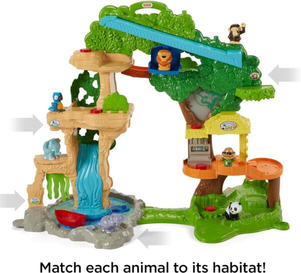 Fisher-Price Little People Toddler Toy Share & Care Safari 2-Ft Tall Playset with Lights Sounds & 7 Figures for Pretend Play Ages 1+ years - Image 7