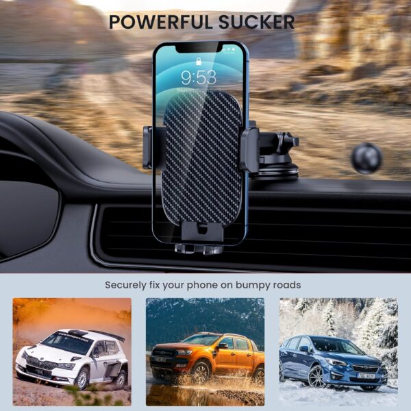 Qifutan Car Phone Holder Mount Phone Mount for Car Windshield Dashboard Air Vent Universal Hands Free Automobile Cell Phone Holder Fit for iPhone Smartphone Carbon Fiber - Image 4