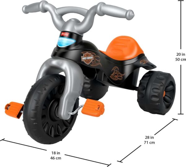 Fisher-Price Harley-Davidson Toddler Tricycle Tough Trike Toy Bike with Handlebar Grips - Image 2