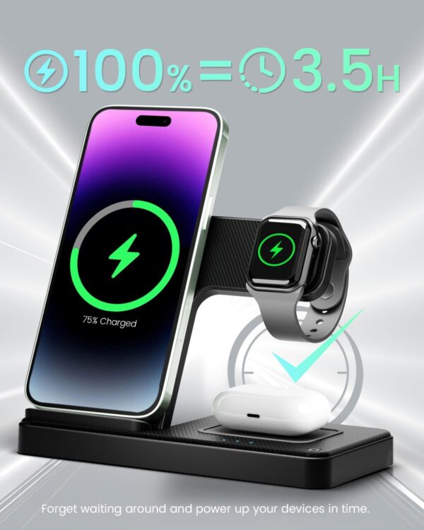 Wireless Charger iPhone Charging Station: 3 in 1 Charger Stand Multiple Devices for Apple - Image 2