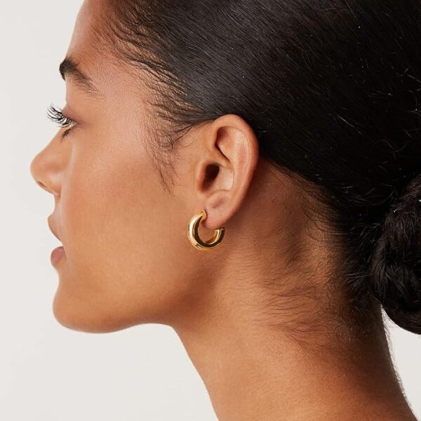 Trendy Gold Hoop Earrings - Image 4